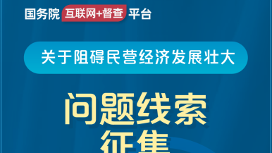 欧美大屌操逼国务院“互联网+督查”平台公开征集阻碍民营经济发展壮大问题线索